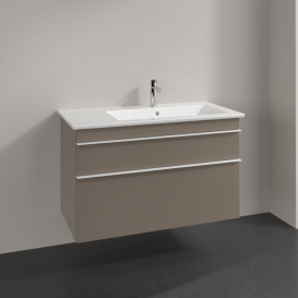 Тумба под раковину Villeroy & Boch Venticello 95,3х50,2 ДСП трюфель серый/ручка алюминий белый A92802VG