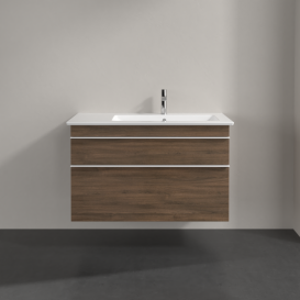 Тумба под раковину Villeroy & Boch Venticello 95,3х50,2 см ДСП дуб аризона/ручка алюминий белый A92802VH