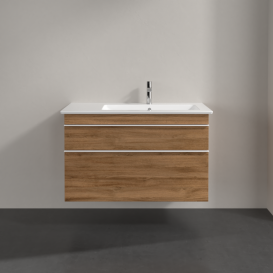 Тумба под раковину Villeroy & Boch Venticello 95,3х50,2 см ДСП дуб канзас/ручка алюминий белый A92802RH