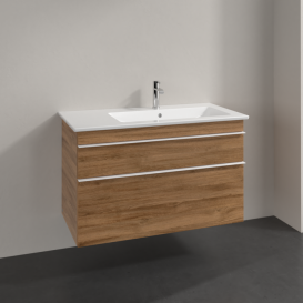 Тумба под раковину Villeroy & Boch Venticello 95,3х50,2 см ДСП дуб канзас/ручка алюминий белый A92802RH