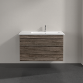 Тумба под раковину Villeroy & Boch Venticello 95,3х50,2 см ДСП каменный дуб/ручка алюминий белый A92802RK