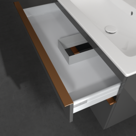 Тумба под раковину Villeroy & Boch Venticello 95,3х50,2 см МДФ глянцевый серый/ручка медь A92805FP