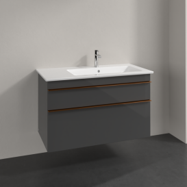 Тумба под раковину Villeroy & Boch Venticello 95,3х50,2 см МДФ глянцевый серый/ручка медь A92805FP