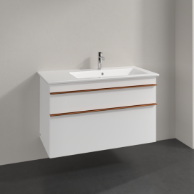 Тумба під раковину Villeroy & Boch Venticello 95,3х50,2 см ДСП/МДФ білий матовий/ручка мідь A92805MS