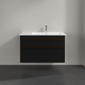 Тумба под раковину Villeroy & Boch Venticello 95,3х50,2 см МДФ черный матовый лак/ручка медь A92805PD