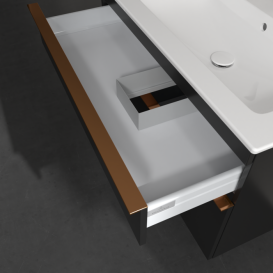 Тумба под раковину Villeroy & Boch Venticello 95,3х50,2 см МДФ черный матовый лак/ручка медь A92805PD