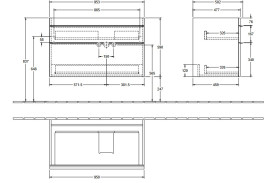 Тумба под раковину Villeroy & Boch Venticello 95,3х50,2 см МДФ черный матовый лак/ручка медь A92805PD