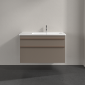 Тумба под раковину Villeroy & Boch Venticello 95,3х50,2 ДСП трюфель серый/ручка медь A92805VG