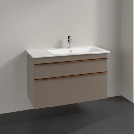 Тумба под раковину Villeroy & Boch Venticello 95,3х50,2 ДСП трюфель серый/ручка медь A92805VG