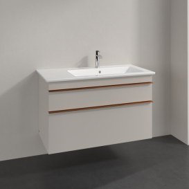 Тумба під раковину Villeroy & Boch Venticello 95,3х50,2 см ДСП м'який сірий/ручка мідь A92805VK