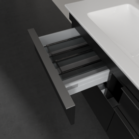Тумба под раковину Villeroy & Boch Venticello 115,3х50,2 см МДФ черный матовый лак/ручка хром A92901PD