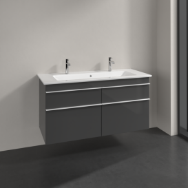 Тумба під раковину Villeroy & Boch Venticello 115,3х50,2 см МДФ глянсовий сірий/ручка алюміній білий A92902FP