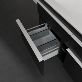 Тумба под раковину Villeroy & Boch Venticello 115,3х50,2 см МДФ черный матовый лак/ручка алюминий белый A92902PD