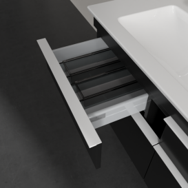 Тумба под раковину Villeroy & Boch Venticello 115,3х50,2 см МДФ черный матовый лак/ручка алюминий белый A92902PD