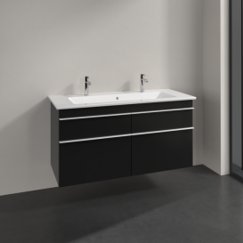 Тумба под раковину Villeroy & Boch Venticello 115,3х50,2 см МДФ черный матовый лак/ручка алюминий белый A92902PD