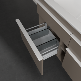 Тумба под раковину Villeroy & Boch Venticello 115,3х50,2 ДСП трюфель серый/ручка алюминий белый A92902VG