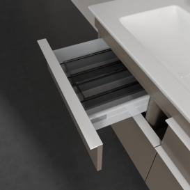 Тумба под раковину Villeroy & Boch Venticello 115,3х50,2 ДСП трюфель серый/ручка алюминий белый A92902VG