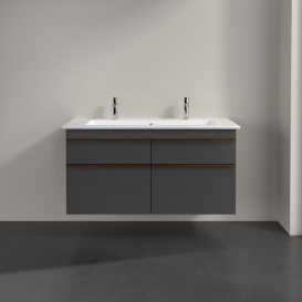 Тумба под раковину Villeroy & Boch Venticello 115,3х50,2 см МДФ глянцевый серый/ручка медь A92905FP