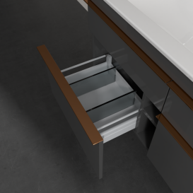 Тумба под раковину Villeroy & Boch Venticello 115,3х50,2 см МДФ глянцевый серый/ручка медь A92905FP