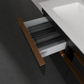 Тумба под раковину Villeroy & Boch Venticello 115,3х50,2 см МДФ черный матовый лак/ручка медь A92905PD