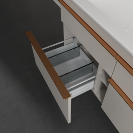 Тумба под раковину Villeroy & Boch Venticello 115,3х50,2 см ДСП мягкий серый/ручка медь A92905VK