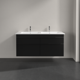 Тумба под раковину Villeroy & Boch Venticello 125,3х50,2 см МДФ черный матовый лак/ручка хром A93001PD