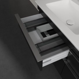 Тумба под раковину Villeroy & Boch Venticello 125,3х50,2 см МДФ черный матовый лак/ручка хром A93001PD