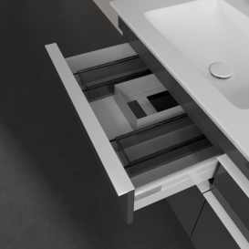 Тумба под раковину Villeroy & Boch Venticello 125,3х50,2 см МДФ глянцевый серый/ручка алюминий белый A93002FP
