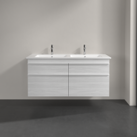 Тумба под раковину Villeroy & Boch Venticello 125,3х50,2 см ДСП/МДФ белое дерево/ручка алюминий белый A93002E8