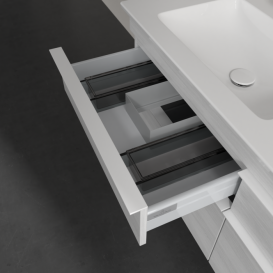 Тумба под раковину Villeroy & Boch Venticello 125,3х50,2 см ДСП/МДФ белое дерево/ручка алюминий белый A93002E8