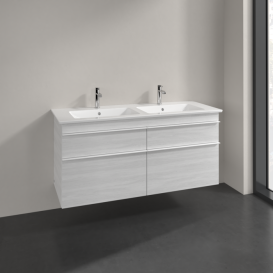 Тумба под раковину Villeroy & Boch Venticello 125,3х50,2 см ДСП/МДФ белое дерево/ручка алюминий белый A93002E8