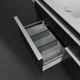 Тумба под раковину Villeroy & Boch Venticello 125,3х50,2 см МДФ черный матовый лак/ручка алюминий белый A93002PD