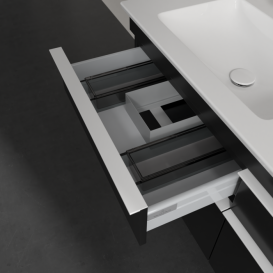 Тумба под раковину Villeroy & Boch Venticello 125,3х50,2 см МДФ черный матовый лак/ручка алюминий белый A93002PD