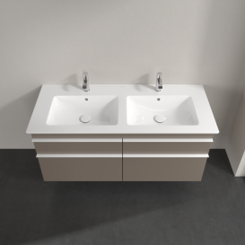 Тумба под раковину Villeroy & Boch Venticello 125,3х50,2 ДСП трюфель серый/ручка алюминий белый A93002VG