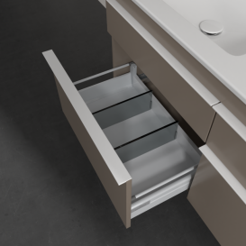 Тумба под раковину Villeroy & Boch Venticello 125,3х50,2 ДСП трюфель серый/ручка алюминий белый A93002VG