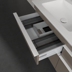 Тумба под раковину Villeroy & Boch Venticello 125,3х50,2 ДСП трюфель серый/ручка алюминий белый A93002VG