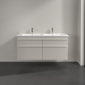 Тумба під раковину Villeroy&Boch Venticello 125,3х50,2 см ДСП м'який сірий/ручка алюміній білий A93002VK