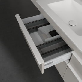 Тумба під раковину Villeroy&Boch Venticello 125,3х50,2 см ДСП м'який сірий/ручка алюміній білий A93002VK