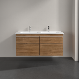 Тумба под раковину Villeroy & Boch Venticello 125,3х50,2 см ДСП дуб канзас/ручка алюминий белый A93002RH