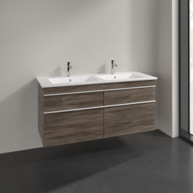 Тумба под раковину Villeroy & Boch Venticello 125,3х50,2 см ДСП каменный дуб/ручка алюминий белый A93002RK