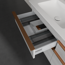 Тумба под раковину Villeroy & Boch Venticello 125,3х50,2 см ДСП/МДФ белое дерево/ручка медь A93005E8