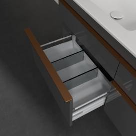Тумба под раковину Villeroy & Boch Venticello 125,3х50,2 см МДФ глянцевый серый/ручка медь A93005FP
