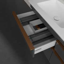 Тумба под раковину Villeroy & Boch Venticello 125,3х50,2 см МДФ глянцевый серый/ручка медь A93005FP