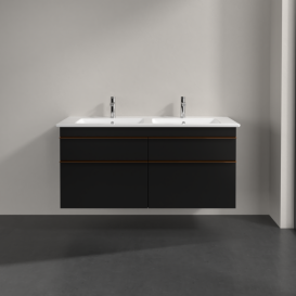 Тумба под раковину Villeroy & Boch Venticello 125,3х50,2 см МДФ черный матовый лак/ручка медь A93005PD