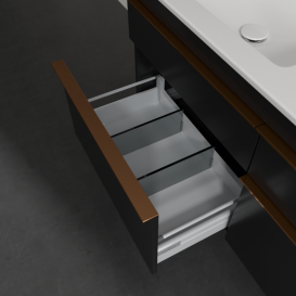 Тумба под раковину Villeroy & Boch Venticello 125,3х50,2 см МДФ черный матовый лак/ручка медь A93005PD