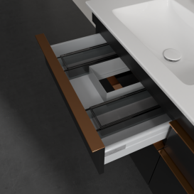 Тумба под раковину Villeroy & Boch Venticello 125,3х50,2 см МДФ черный матовый лак/ручка медь A93005PD