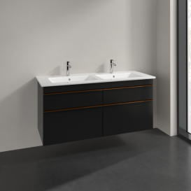 Тумба под раковину Villeroy & Boch Venticello 125,3х50,2 см МДФ черный матовый лак/ручка медь A93005PD