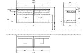Тумба под раковину Villeroy & Boch Venticello 125,3х50,2 см ДСП северный дуб/ручка медь A93005VJ