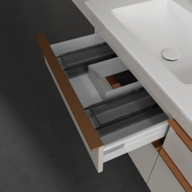 Тумба под раковину Villeroy & Boch Venticello 125,3х50,2 см ДСП мягкий серый/ручка медь A93005VK