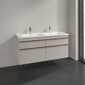 Тумба под раковину Villeroy & Boch Venticello 125,3х50,2 см ДСП мягкий серый/ручка медь A93005VK